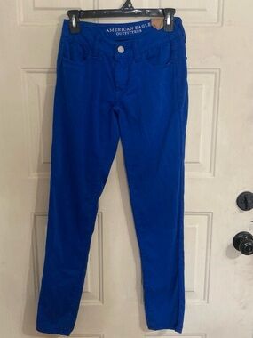 American Eagle Outfitters Women's Bright Blue Skinny Jeans